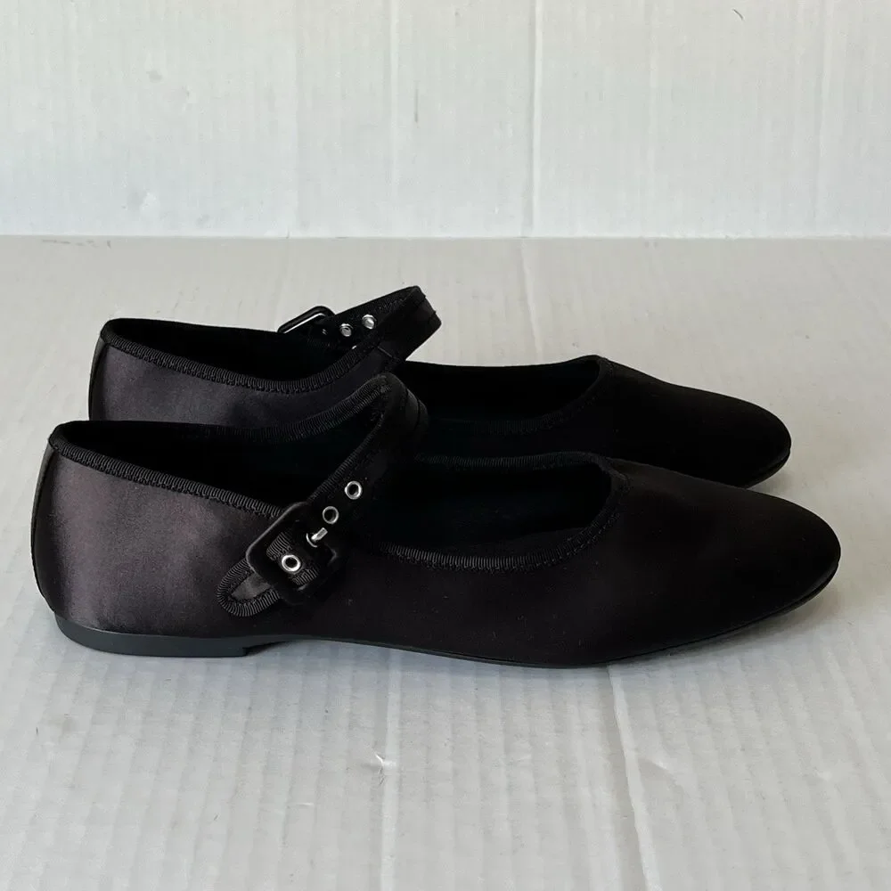 Everlane The Day Buckle Mary Jane Black Satin Ballet Flats Womens Sz 9.5 Preppy - Picture 15 of 15